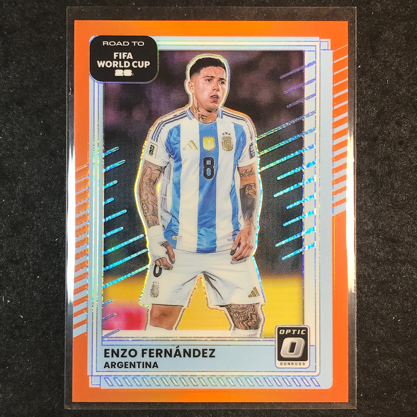 2025-26 Donruss Road to FIFA World Cup ENZO FERNANDEZ Optic Orange 7/99 #158