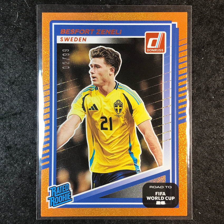 2025-26 Donruss Road to World Cup BESFORT ZENELI Rated Rookie Orange 2/99 #242