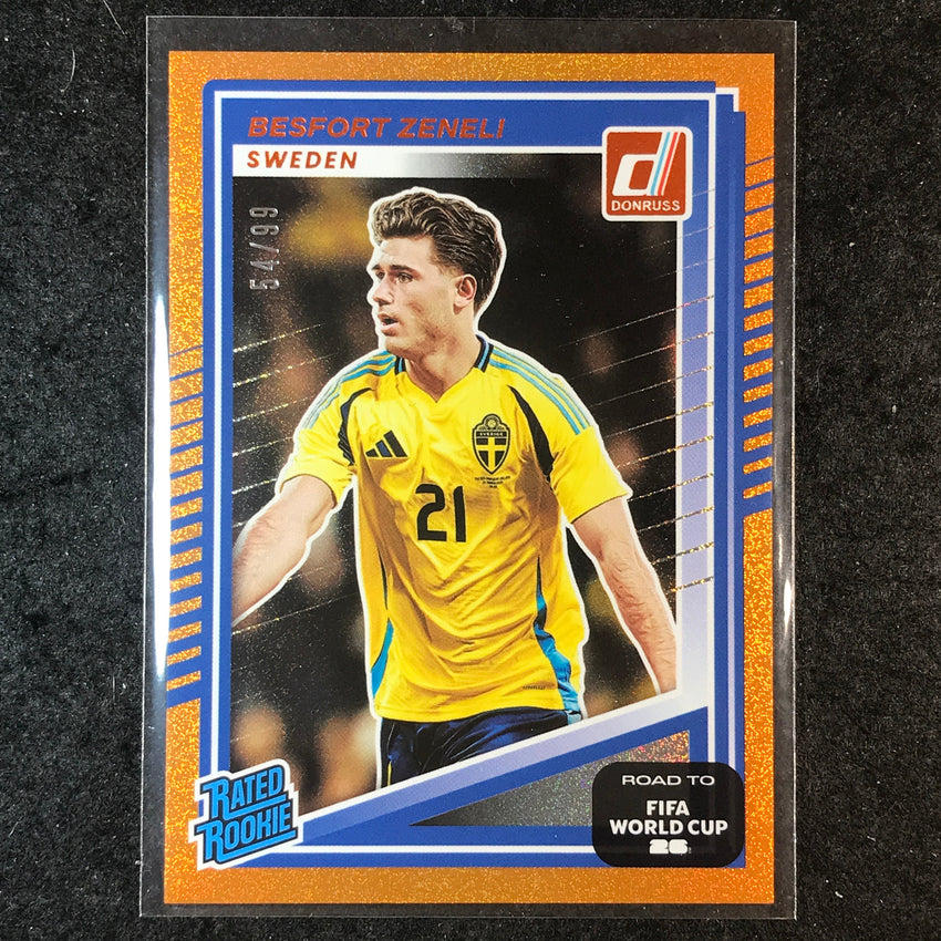 2025-26 Donruss Road to World Cup BESFORT ZENELI Rated Rookie Base Orange 54/99