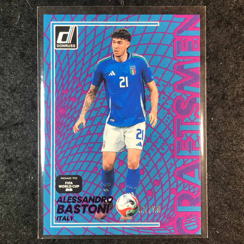 2025-26 Donruss Road to World Cup ALESSANDRO BASTONI Craftsmen Purple 82/99 #19