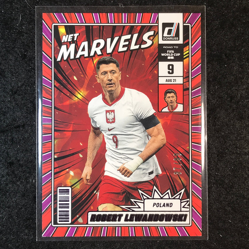 2025-26 Donruss Road to World Cup ROBERT LEWANDOWSKI Net Marvels Purple 37/99 #7