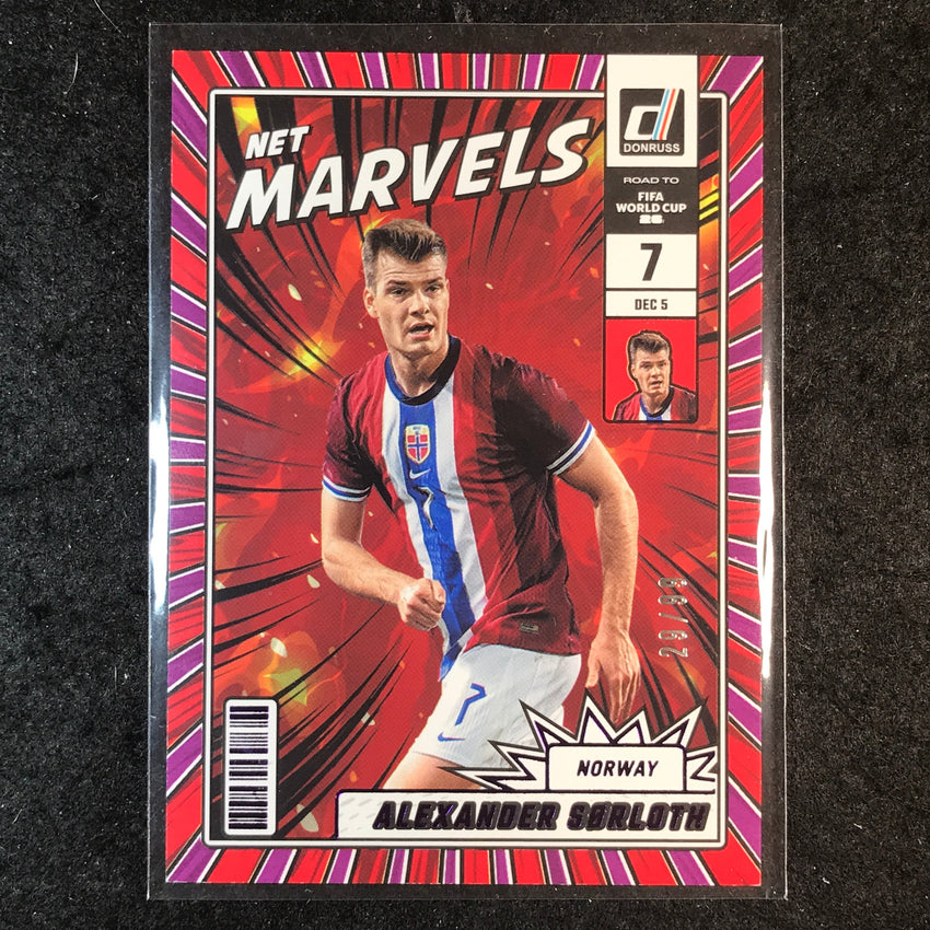 2025-26 Donruss Road to World Cup ALEXANDER SORLOTH Net Marvels Purple 29/99 #19
