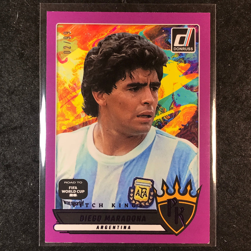 2025-26 Donruss Road to World Cup DIEGO MARADONA Pitch Kings Purple 2/99 #24