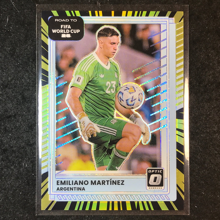 2025-26 Donruss Road to World Cup EMILIANO MARTINEZ Optic Electricity 56/75 #160