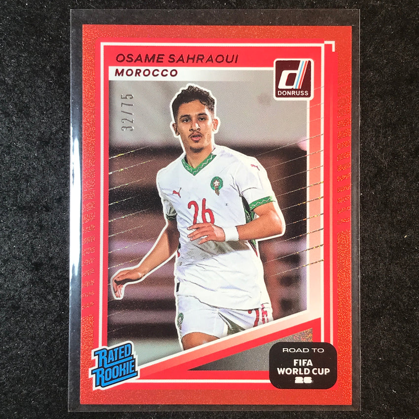 2025-26 Donruss Road to World Cup OSAME SAHRAOUI Rated Rookie Red 32/75 #216