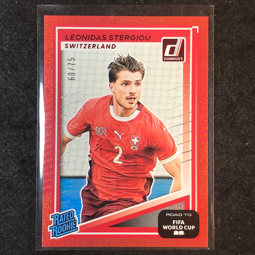 2025-26 Donruss Road to World Cup LEONIDAS STERGIOU Rated Rookie Base Red 60/75