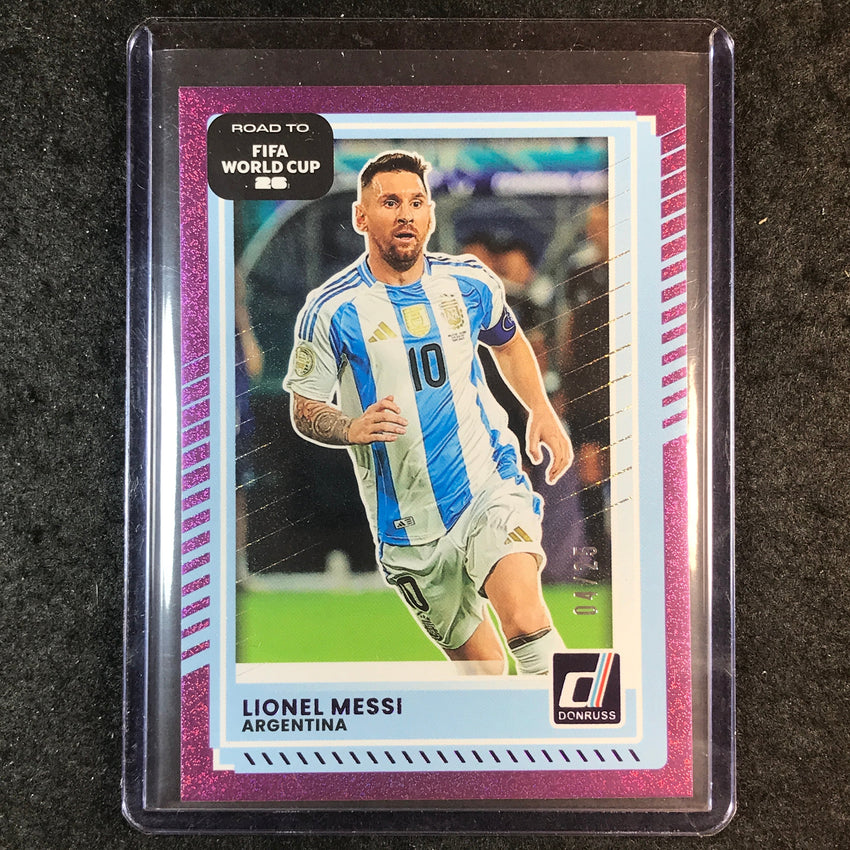 2025-26 Donruss Road to FIFA World Cup LIONEL MESSI Base Purple 4/25 #154
