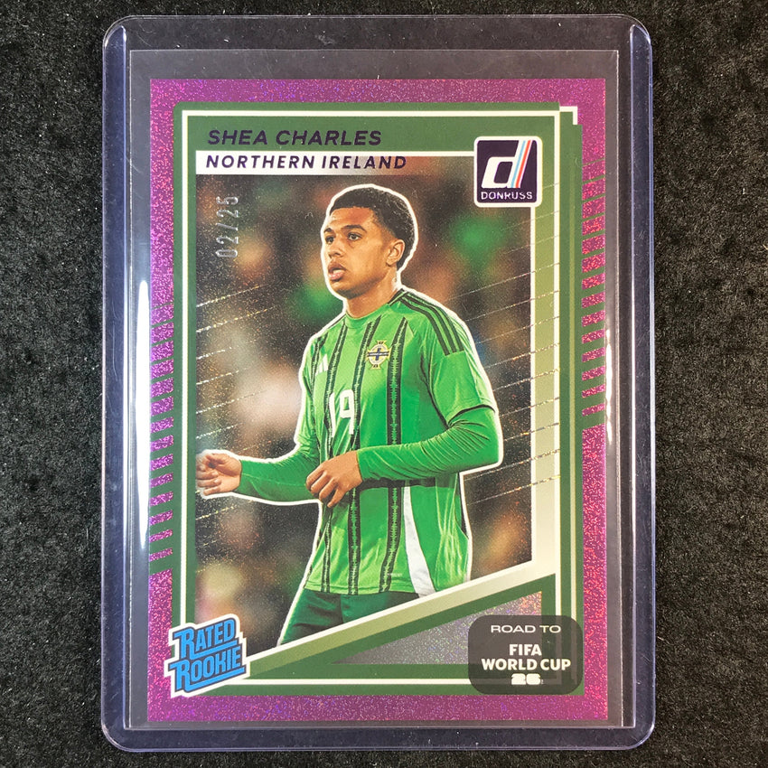 2025-26 Donruss Road to World Cup SHEA CHARLES Rated Rookie Purple 2/25 #222