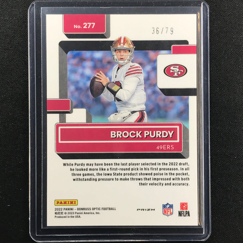 2022 Donruss Optic Brock Purdy Rated Rookie Pink Velocity 36/79