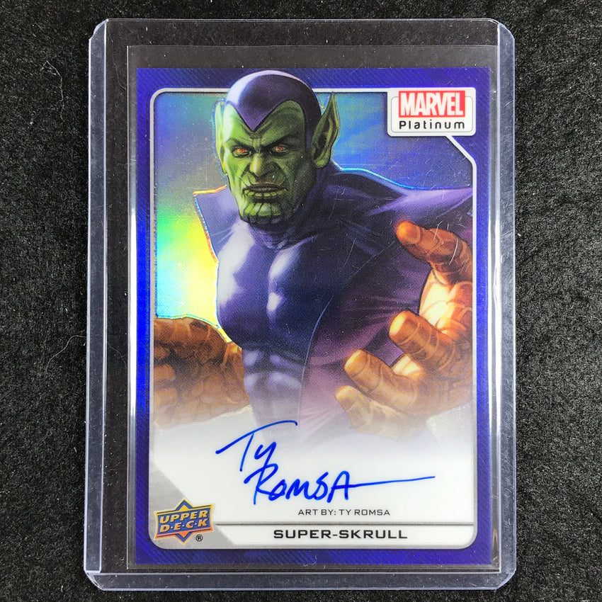 2023 Marvel Platinum SUPER-SKRULL TY ROMSA Base Artist Auto Blue Rainbow 7/25