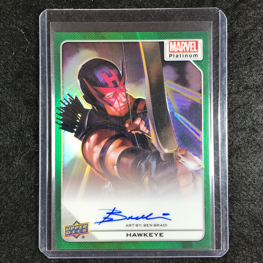 2023 Marvel Platinum HAWKEYE BEN BRADI Base Artist Auto Green Rainbow 1/10
