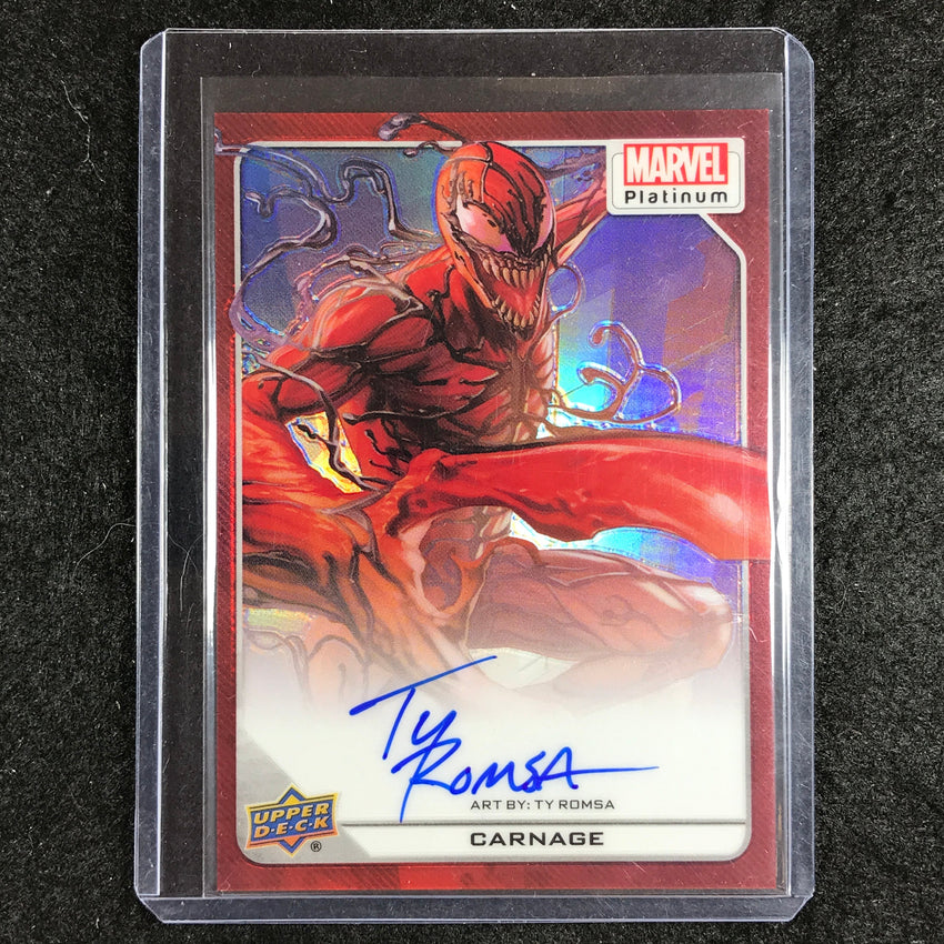 2023 Marvel Platinum CARNAGE TY ROMSA Base Artist Auto Red Rainbow #74