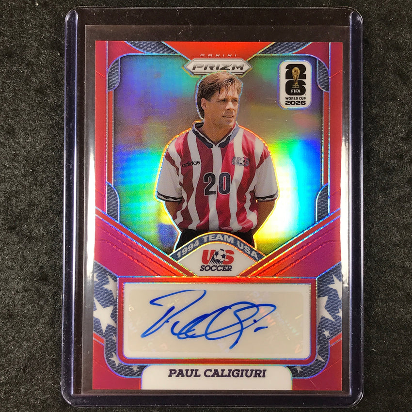 2026 Prizm FIFA World Cup PAUL CALIGIURI 1994 Team USA Auto Red 39/49