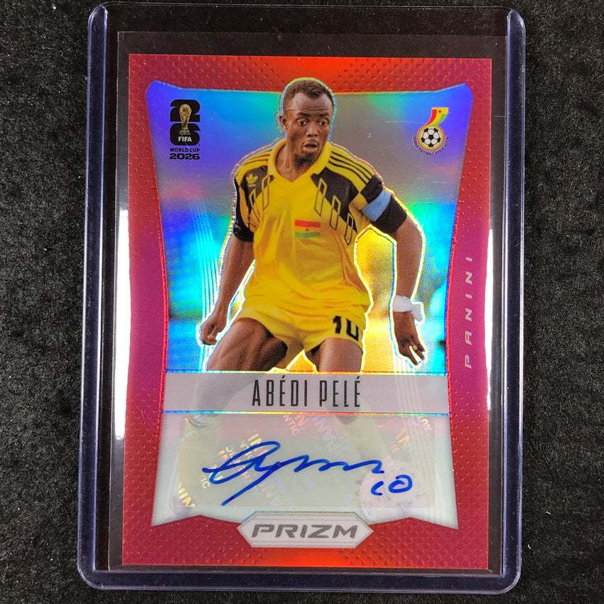 2026 Prizm FIFA World Cup ABEDI PELE 2012 Prizm Throwback Auto Red 45/49