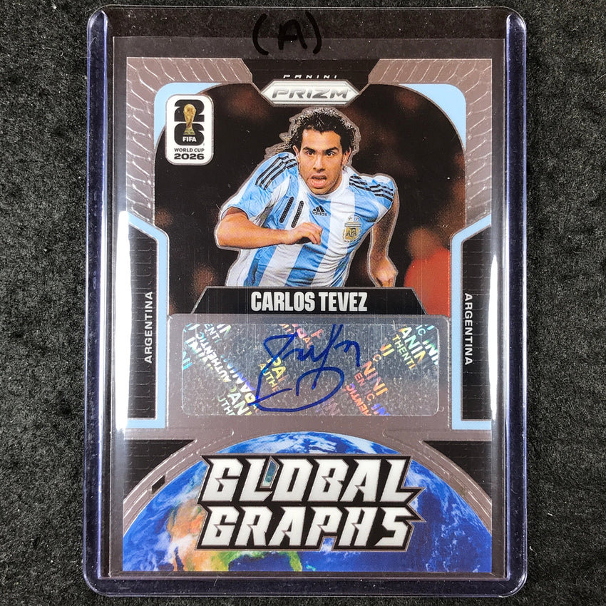 2026 Prizm FIFA World Cup CARLOS TEVEZ Global Graphs Auto Base #GG-CT (A)