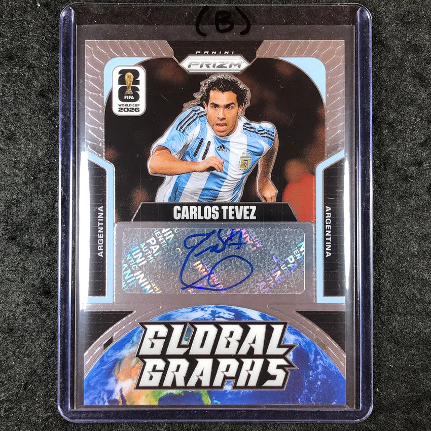 2026 Prizm FIFA World Cup CARLOS TEVEZ Global Graphs Auto Base #GG-CT (B)