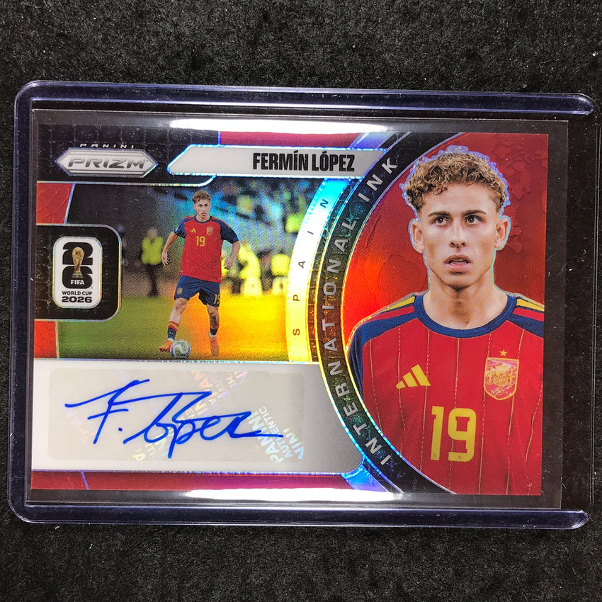 2026 Prizm FIFA World Cup FERMIN LOPEZ International Ink Auto Red 11/49