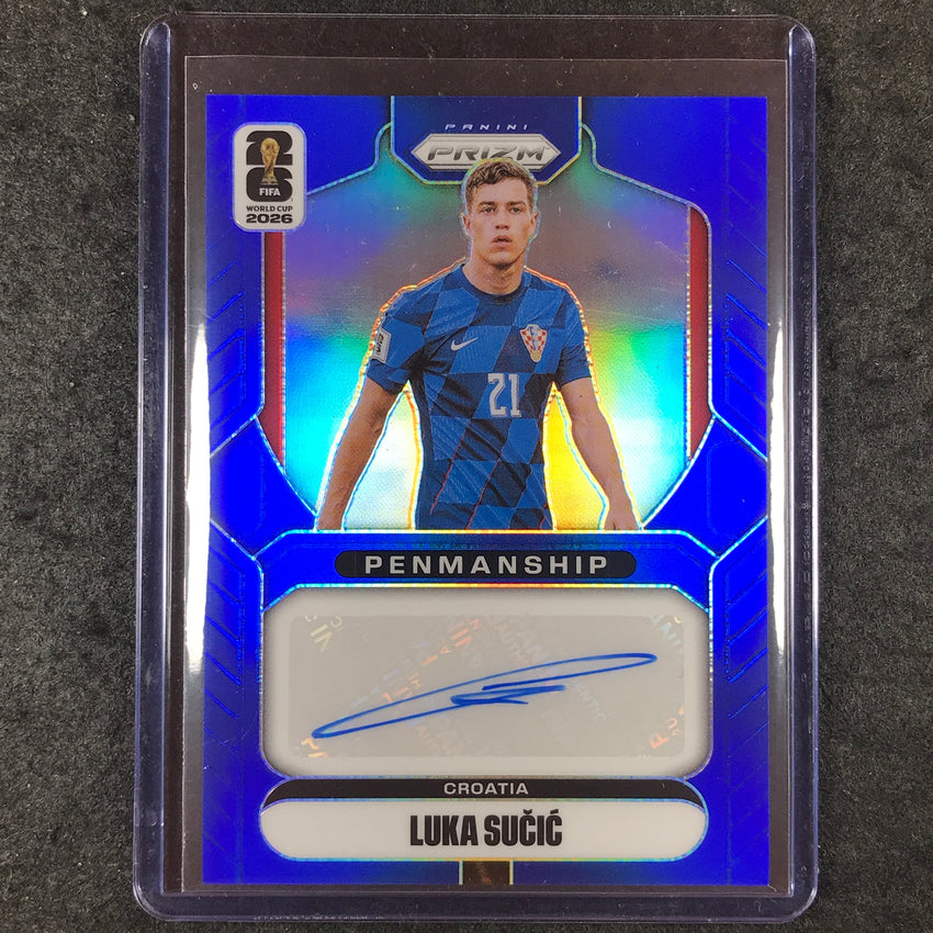 2026 Prizm FIFA World Cup LUKA SUCIC Penmanship Auto Blue 6/25