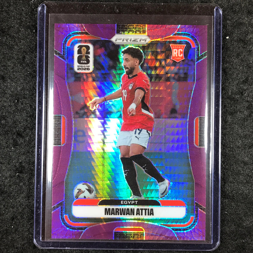 2026 Prizm FIFA World Cup MARWAN ATTIA Rookie Purple Hyper /299 #221