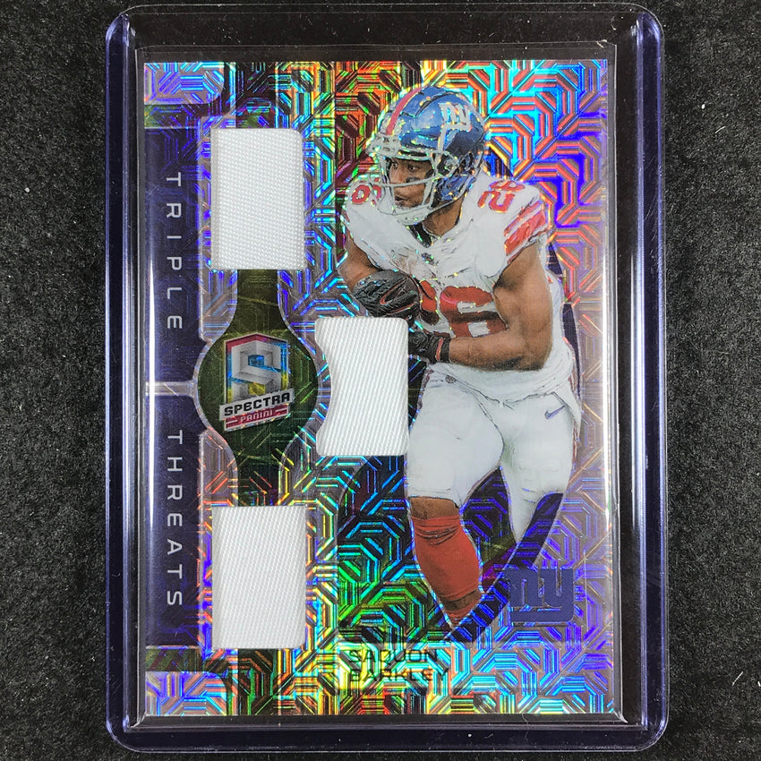 2023 Spectra Football SAQUON BARKLEY Triple Threats Jersey Relic Meta 5/25