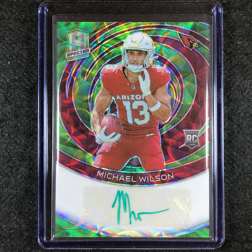2023 Spectra Football MICHAEL WILSON Rookie Auto Neon Green 31/35