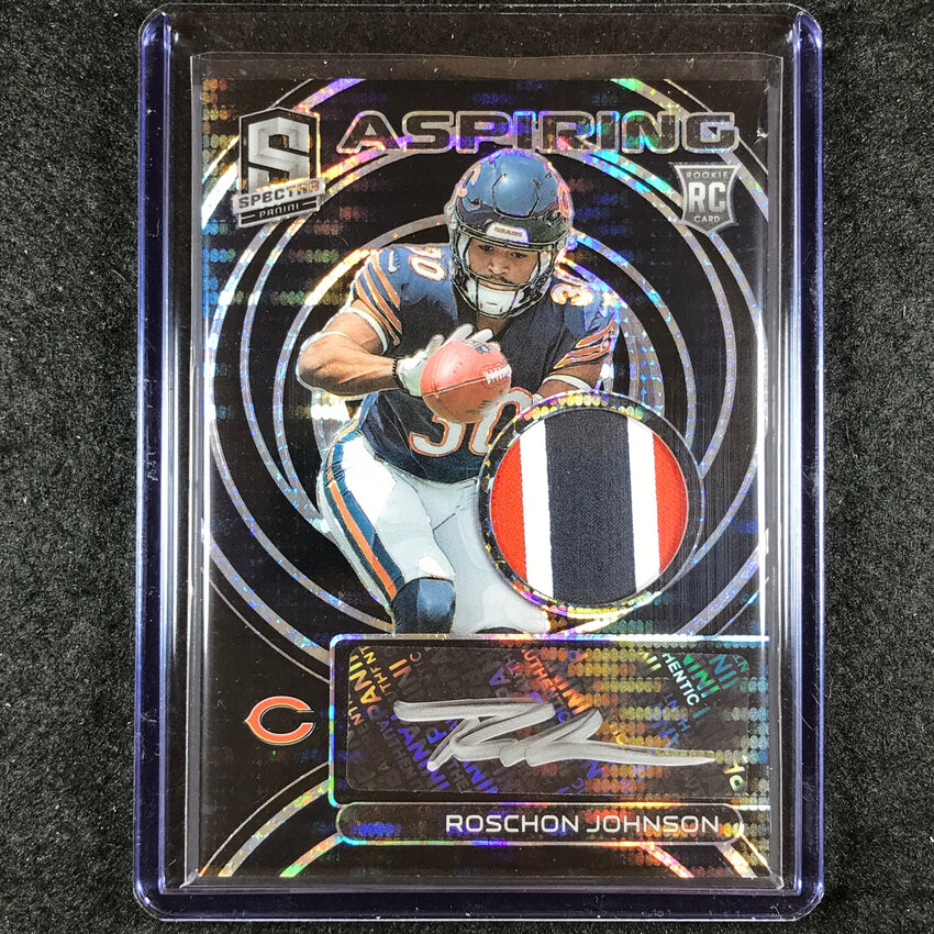2023 Spectra Football ROSCHON JOHNSON Aspiring Rookie Patch Auto Neon Black 1/10