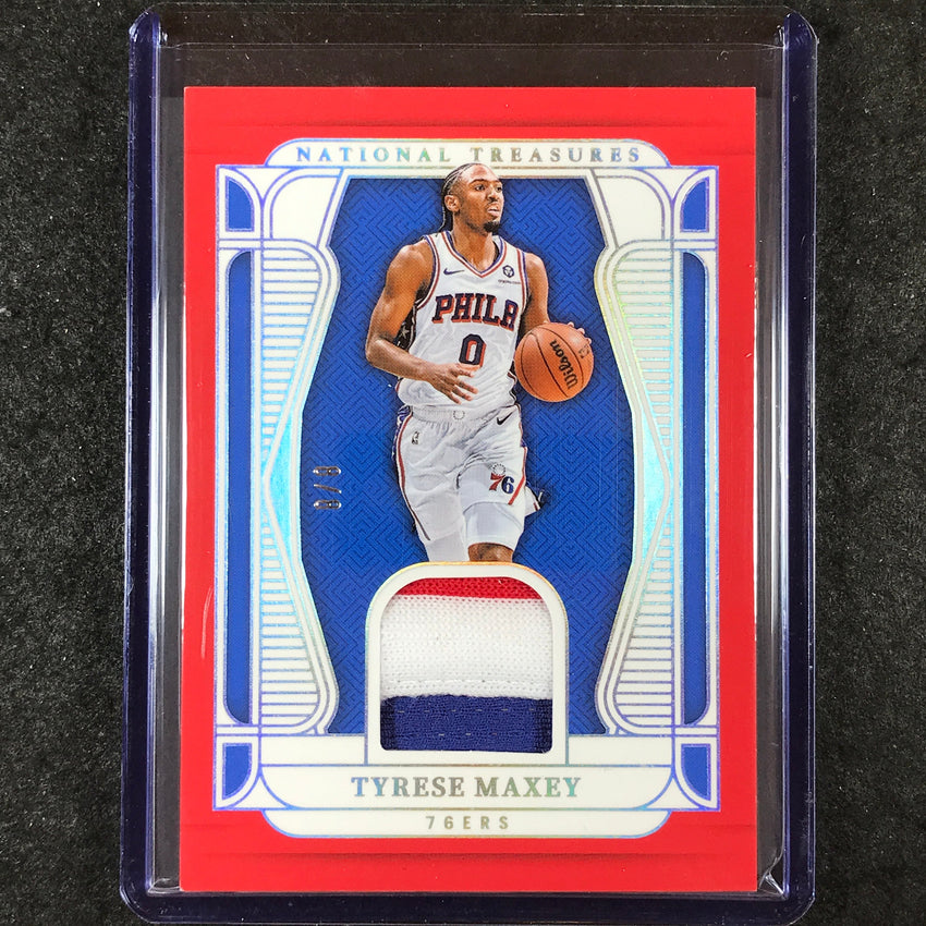 2024-25 National Treasures TYRESE MAXEY Material Treasures Patch Red 8/8
