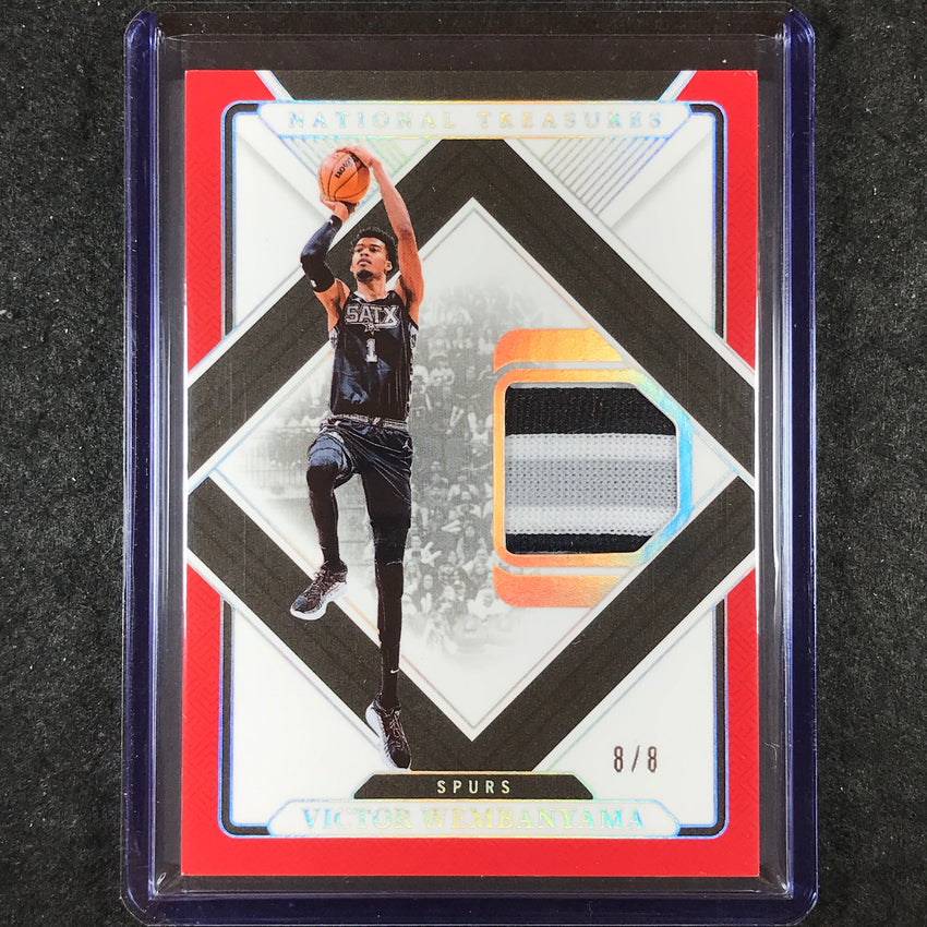 2024-25 National Treasures VICTOR WEMBANYAMA Treasured Threads Patch Red 8/8