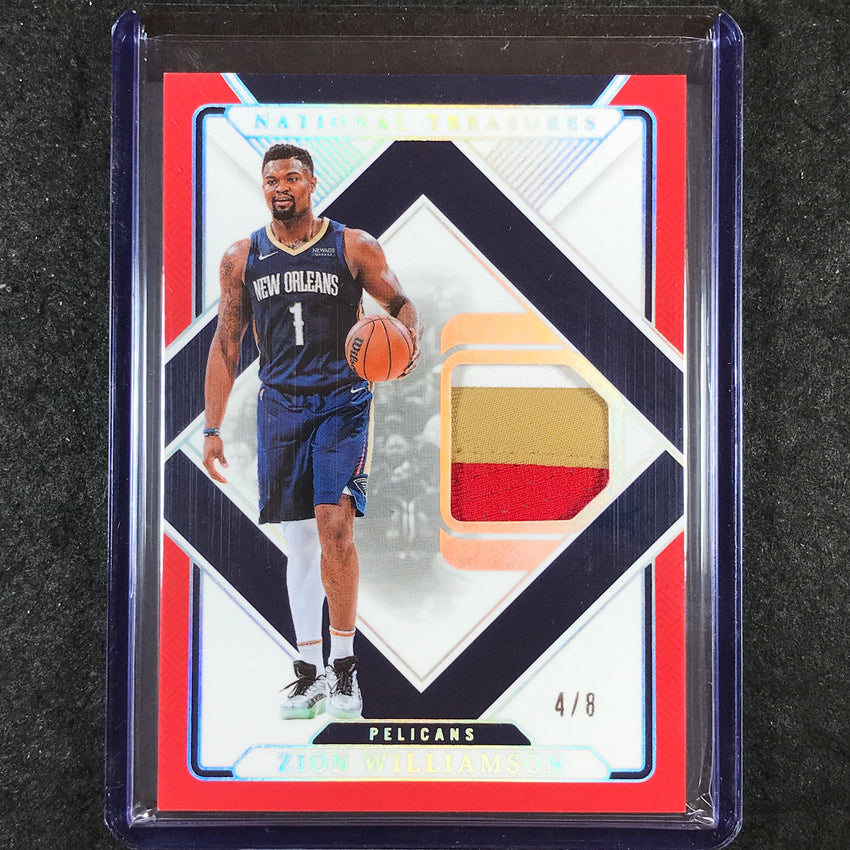 2024-25 National Treasures ZION WILLIAMSON Treasured Threads Patch Red 4/8