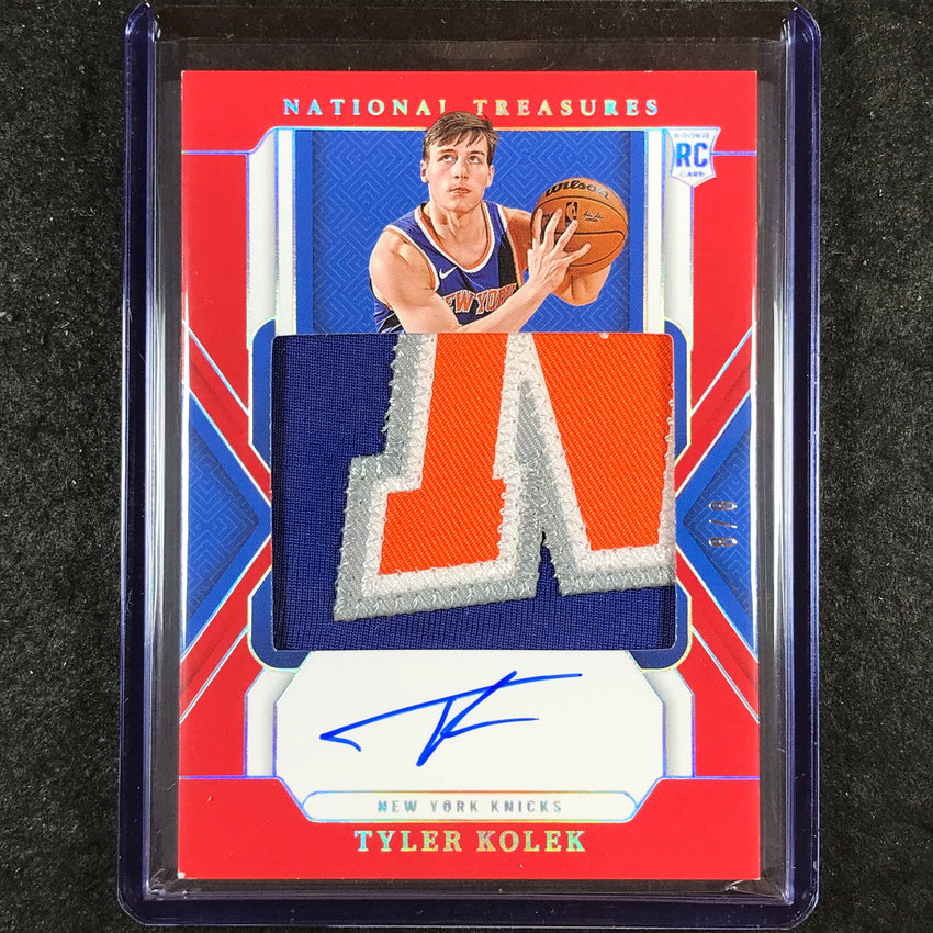 2024-25 National Treasures TYLER KOLEK Rookie Patch Auto International Red 8/8