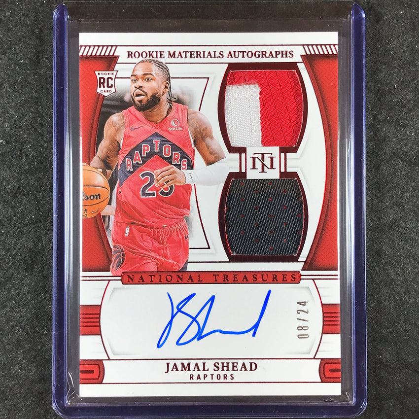 2024-25 National Treasures JAMAL SHEAD Rookie Materials Dual Patch Auto 8/24