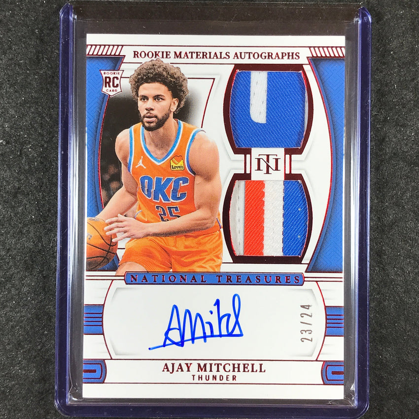 2024-25 National Treasures AJAY MITCHELL Rookie Materials Dual Patch Auto 23/24