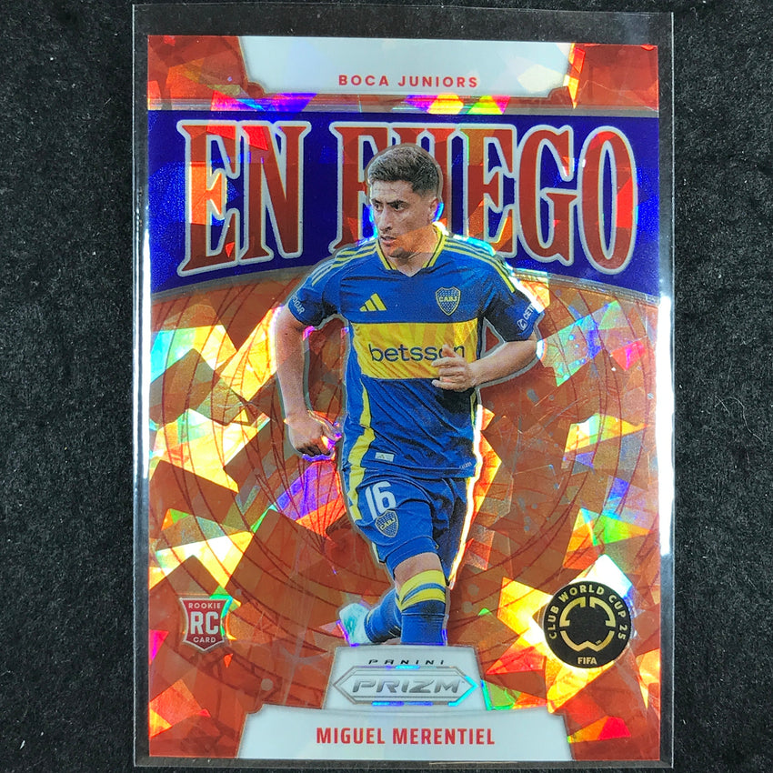 2025 Prizm FIFA Club World Cup MIGUEL MERENTIEL En Fuego Rookie Blue Ice 21/99