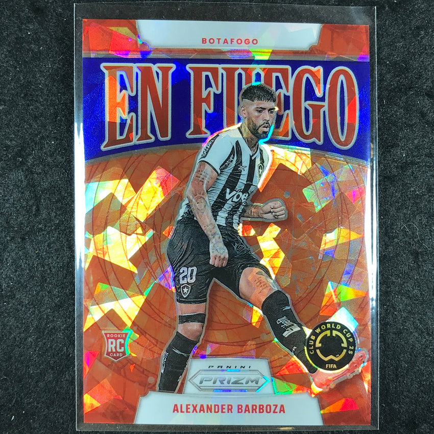 2025 Prizm FIFA Club World Cup ALEXANDER BARBOZA En Fuego Rookie Blue Ice 34/99
