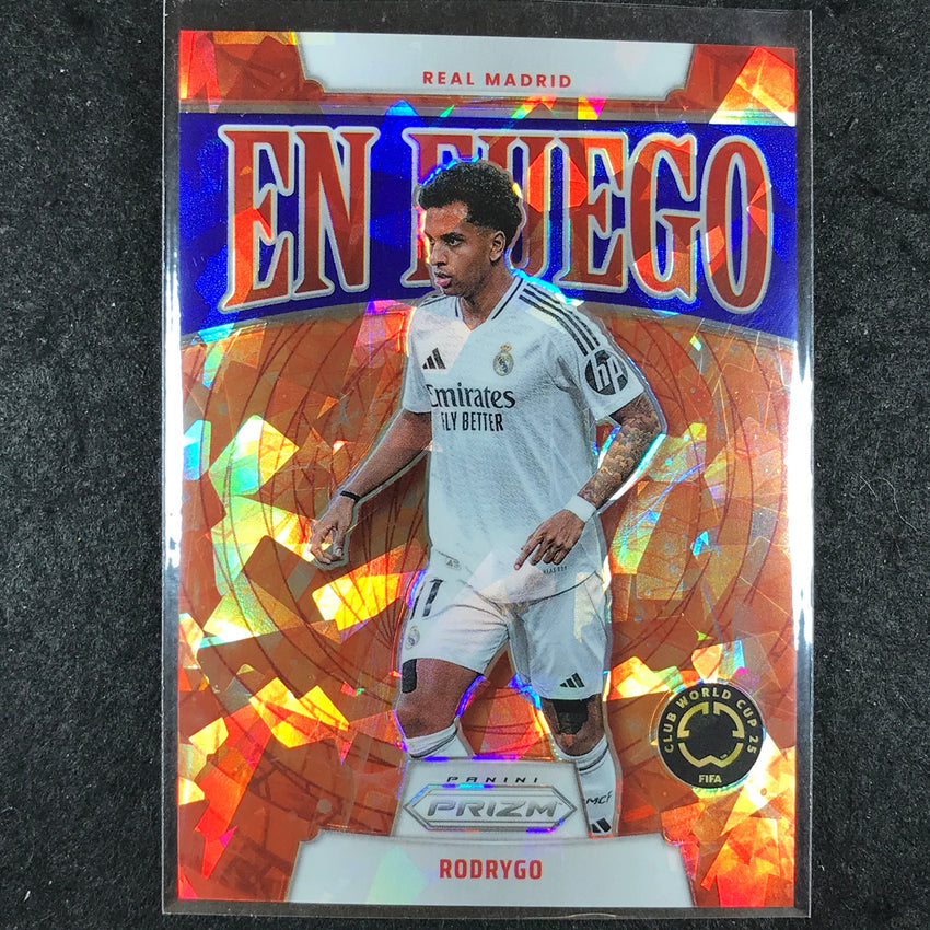 2025 Prizm FIFA Club World Cup RODRYGO En Fuego Blue Ice 58/99 #24