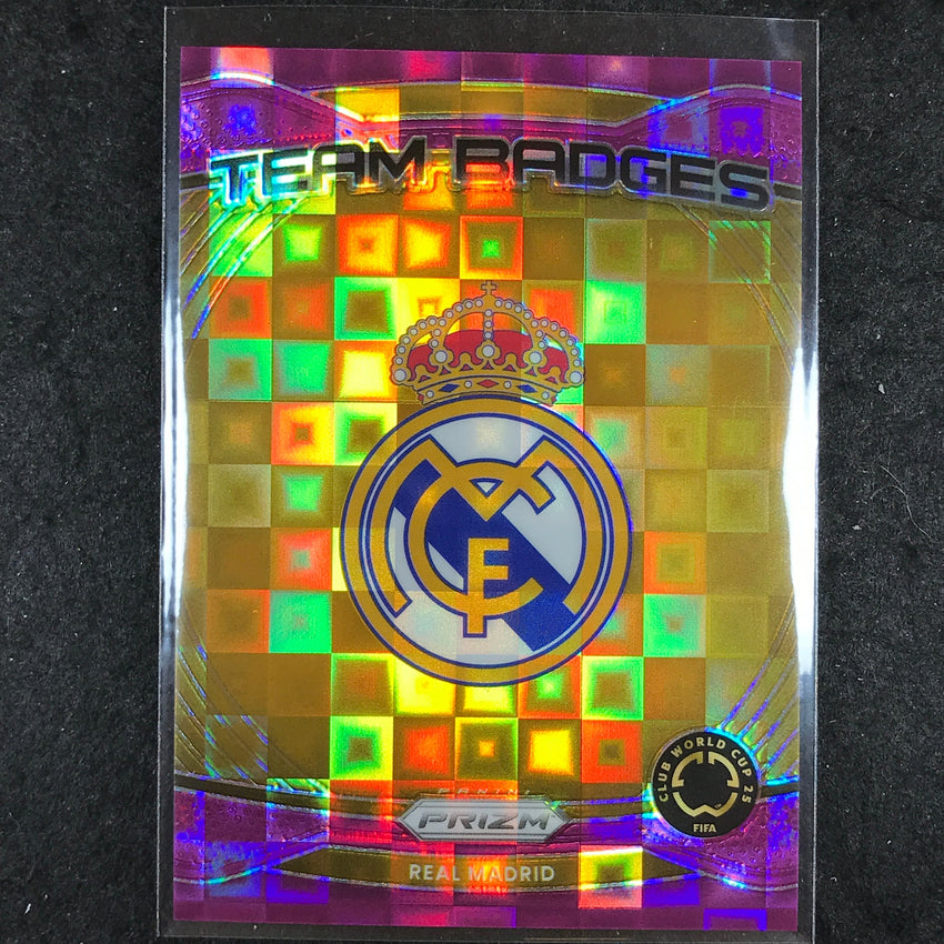 2025 Prizm FIFA Club World Cup REAL MADRID Team Badges Purple Pandora 25/49 #16