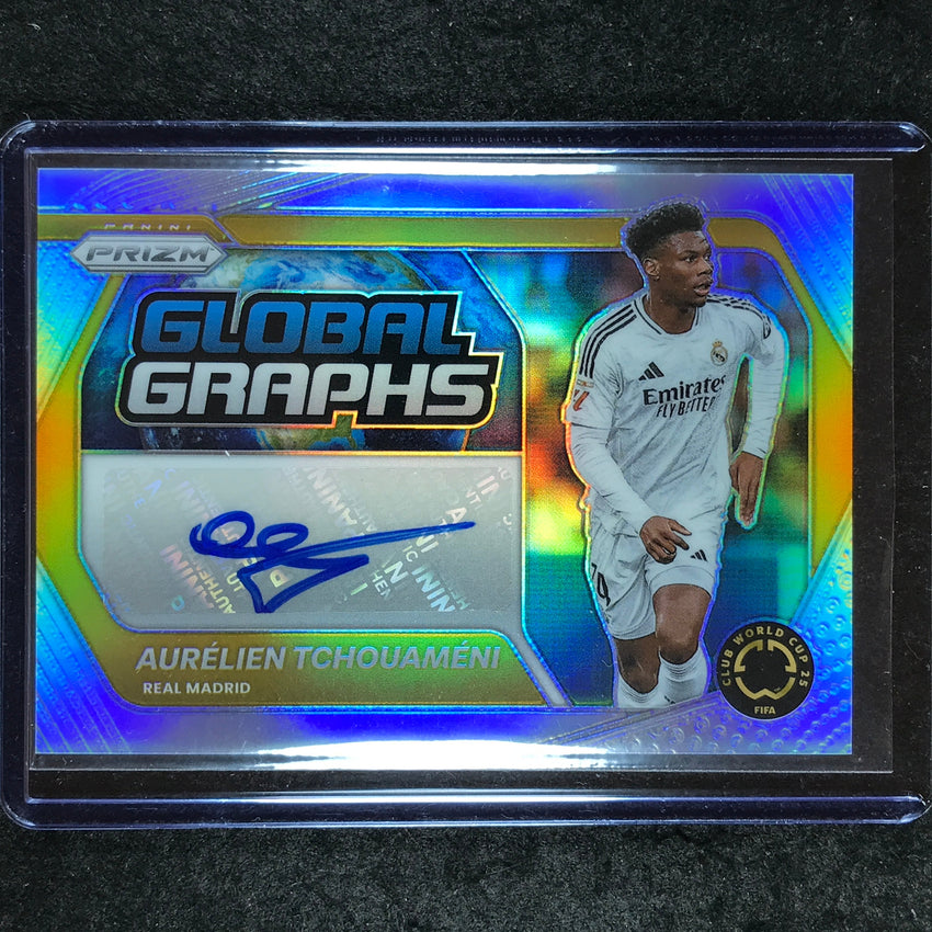 2025 Prizm FIFA Club World Cup AURELIEN TCHOUAMENI Global Graphs Auto 64/99