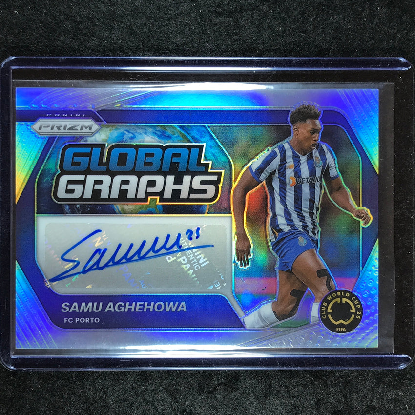 2025 Prizm FIFA Club World Cup SAMU AGHEHOWA Global Graphs Auto Silver 2/99