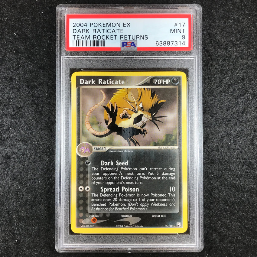 PSA 9 Dark Raticate - 17/109 - 2004 Team Rocket Returns 314