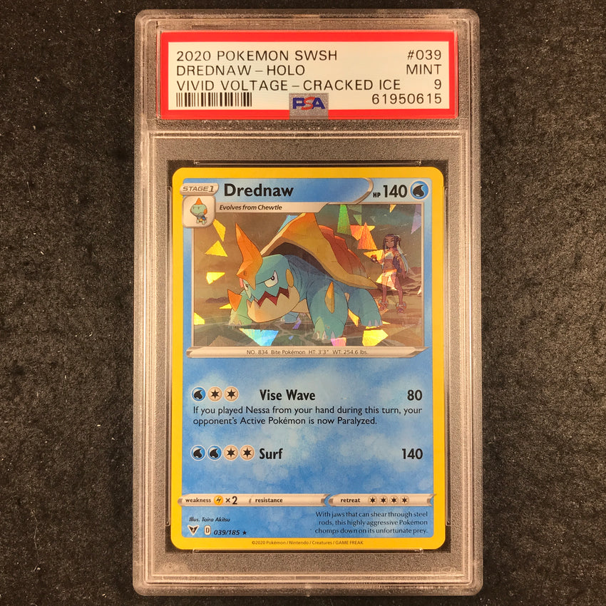 PSA 9 Drednaw - 039/185 - Cracked Ice Holo Vivid Voltage 615