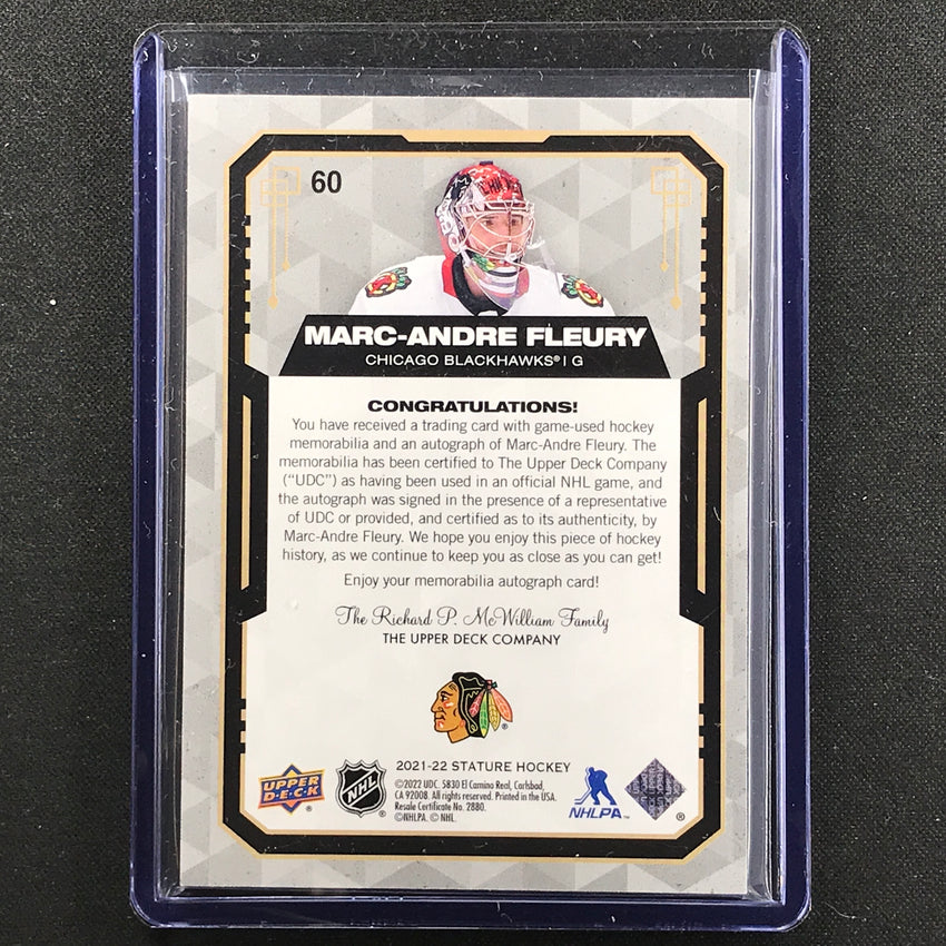 2021-22 Stature Nhl Marc-andre Fleury Design Variant Auto Material Patch 1/5