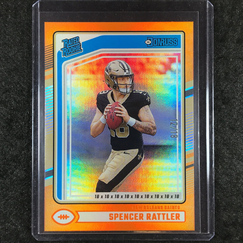 2024 Donruss Football SPENCER RATTLER Rated Rookie Jersey Number 12/18 #359