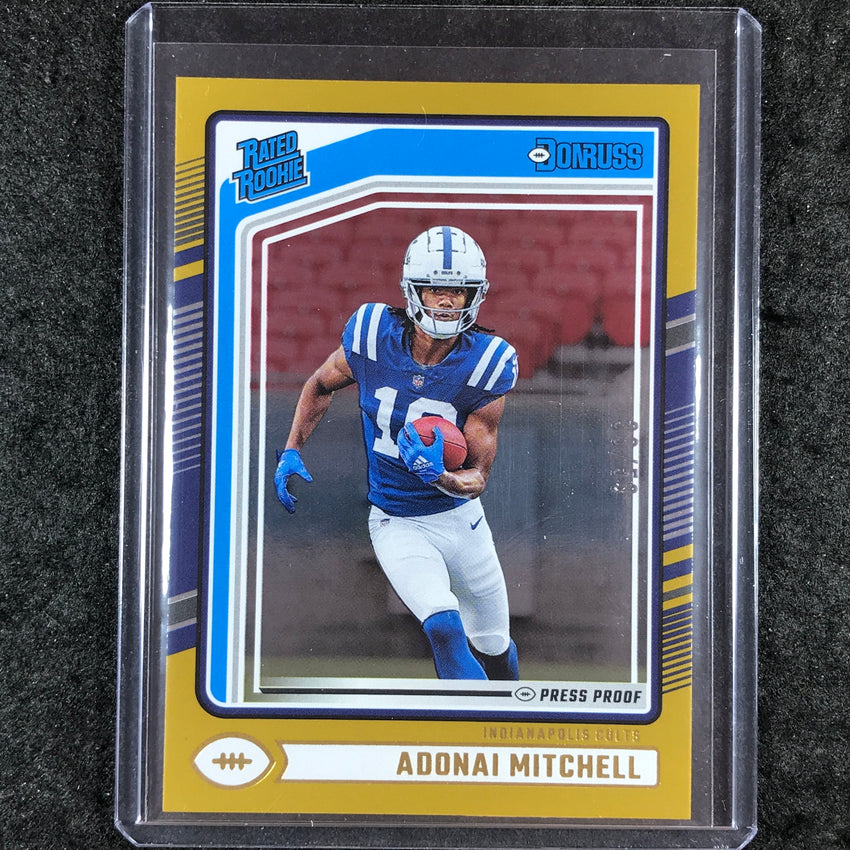 2024 Donruss Football ADONAI MITCHELL Rated Rookie Gold Press Proof 30/50