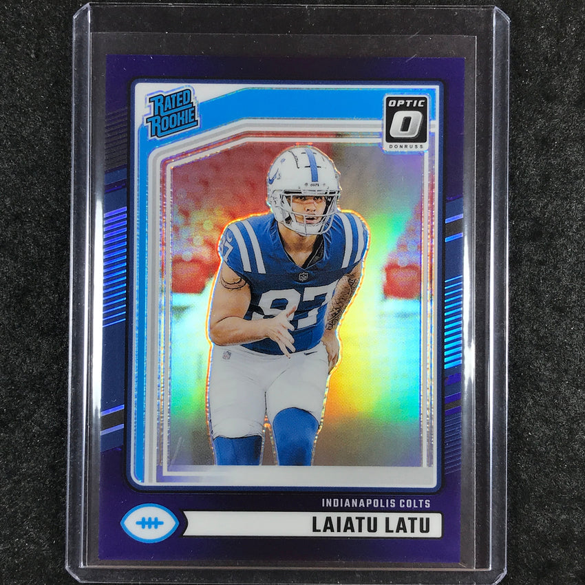 2024 Donruss Football LAIATU LATU Optic Rated Rookie Preview Purple 27/50