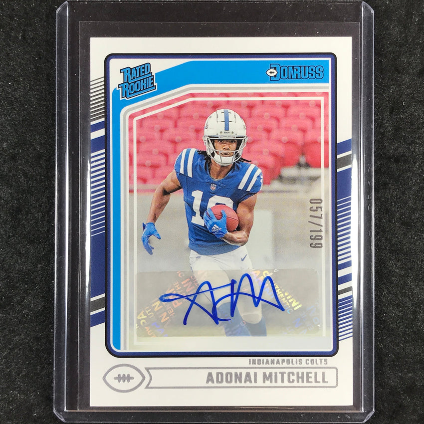 2024 Donruss Football ADONAI MITCHELL Rated Rookie Base Autograph 57/199 #343