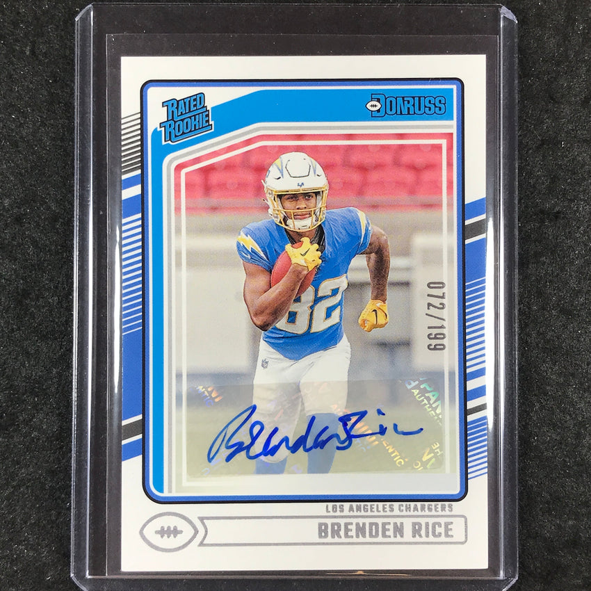 2024 Donruss Football BRENDEN RICE Rated Rookie Base Autograph 72/199 #382