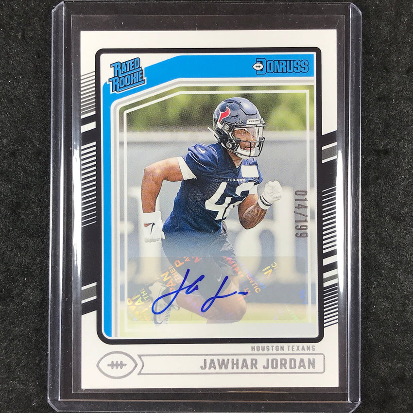 2024 Donruss Football JAWHAR JORDAN Rated Rookie Base Autograph 14/199 #390