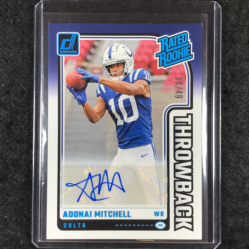 2024 Donruss Football ADONAI MITCHELL Rated Rookies Throwback Auto 39/49