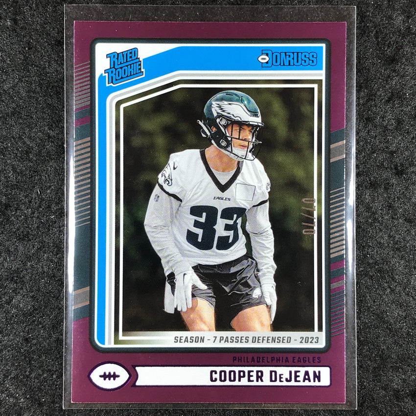 2024 Donruss Football COOPER DEJEAN Rated Rookie Season Stat Line 7/70 #305