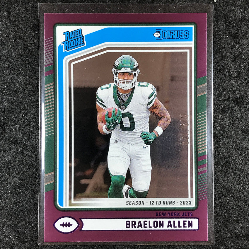 2024 Donruss Football BRAELON ALLEN Rated Rookie Season Stat Line 19/120 #306